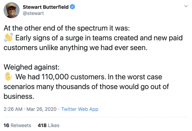 Another interesting question about a slightly more distant future was asked by Stewart Butterfield himself: