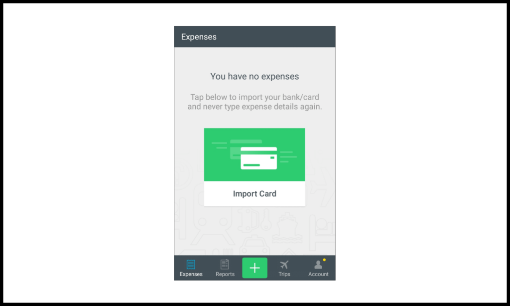 Or take a service for tracking and categorizing expenses, shown below. When there are no expenses to show, the user is reminded they have not connected any cards but can do so now.