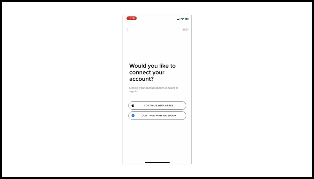 Screen 5. Would you like to connect your account?